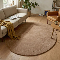 Rond vloerkleed - Isara Border Bruin