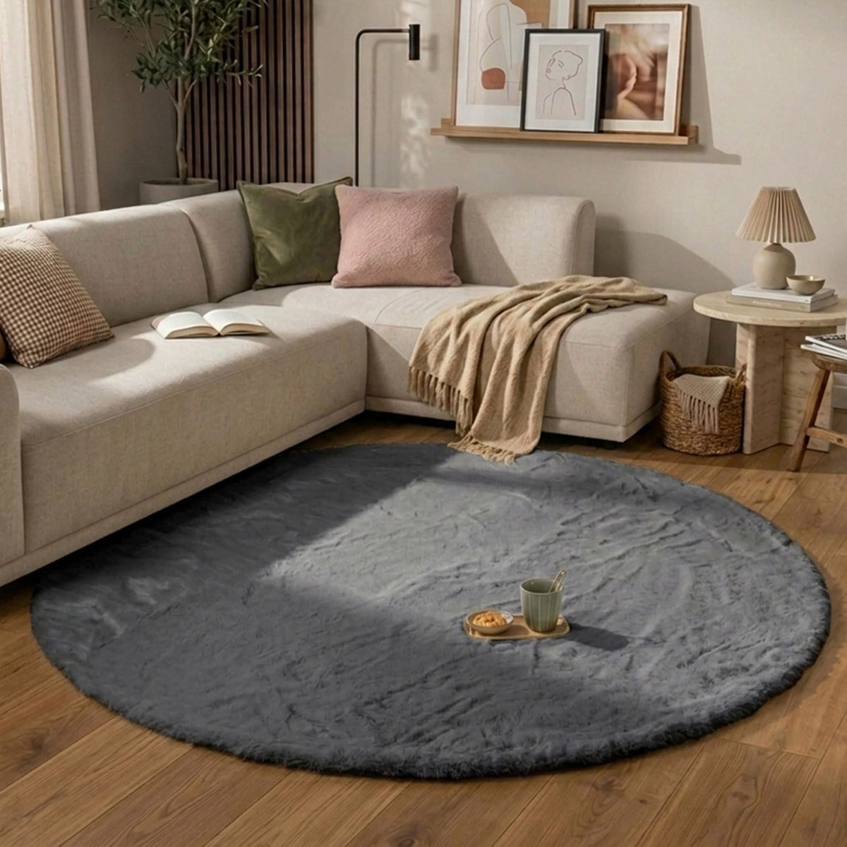 Tapis rond à poils longs - Comfy Supreme Anthracite