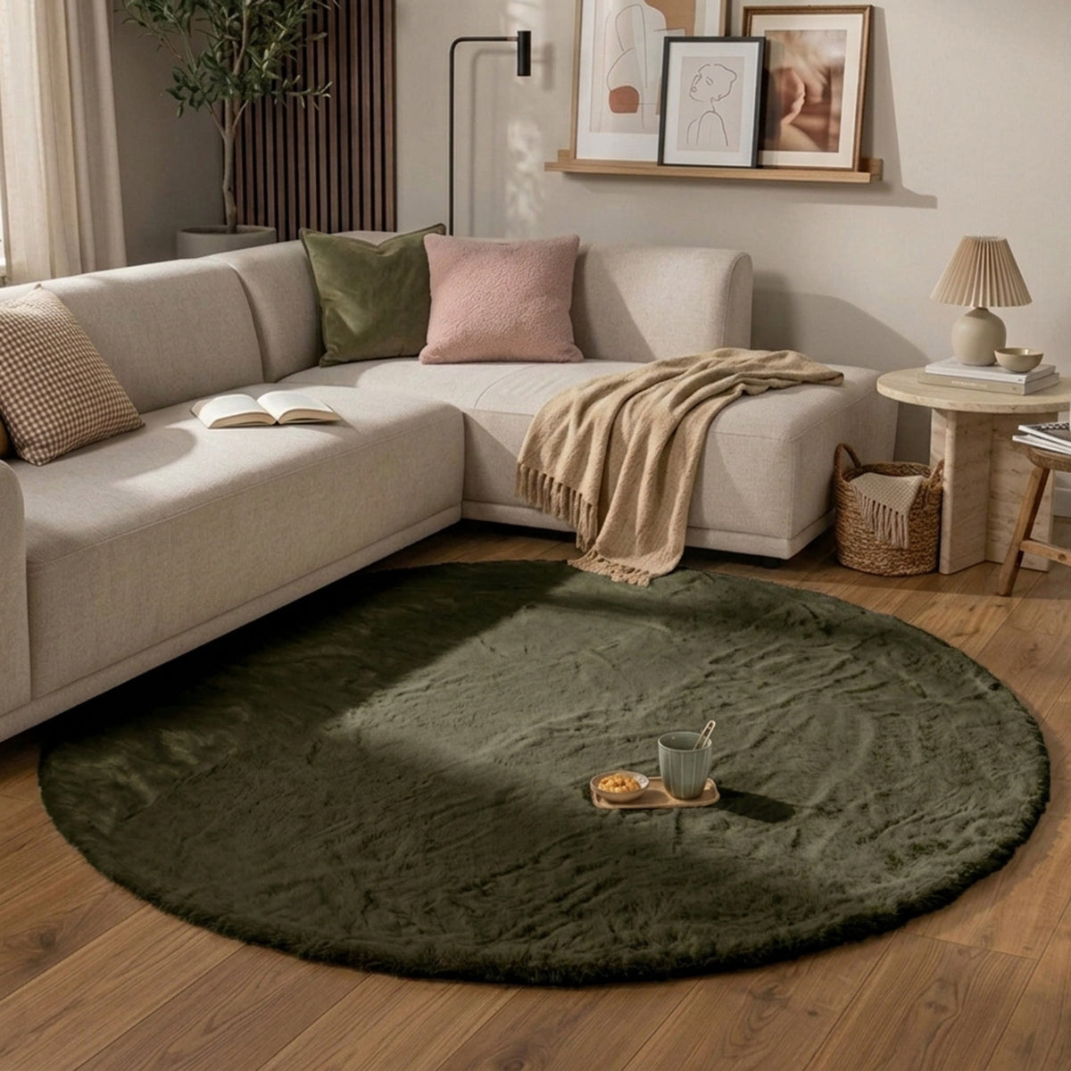 Tapis rond à poils longs - Comfy Supreme Vert