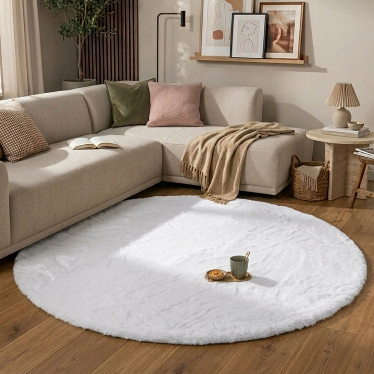 Tapis rond à poils longs - Comfy Supreme Blanc