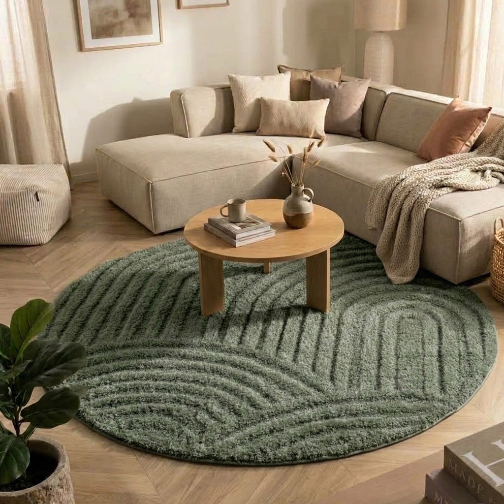 Round Scandinavian rug - Lova Arches Green