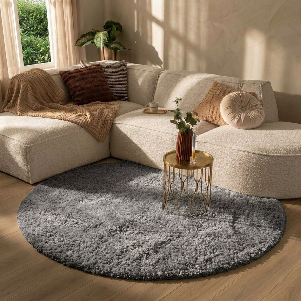 Tapis shaggy rond - Blaze Gris