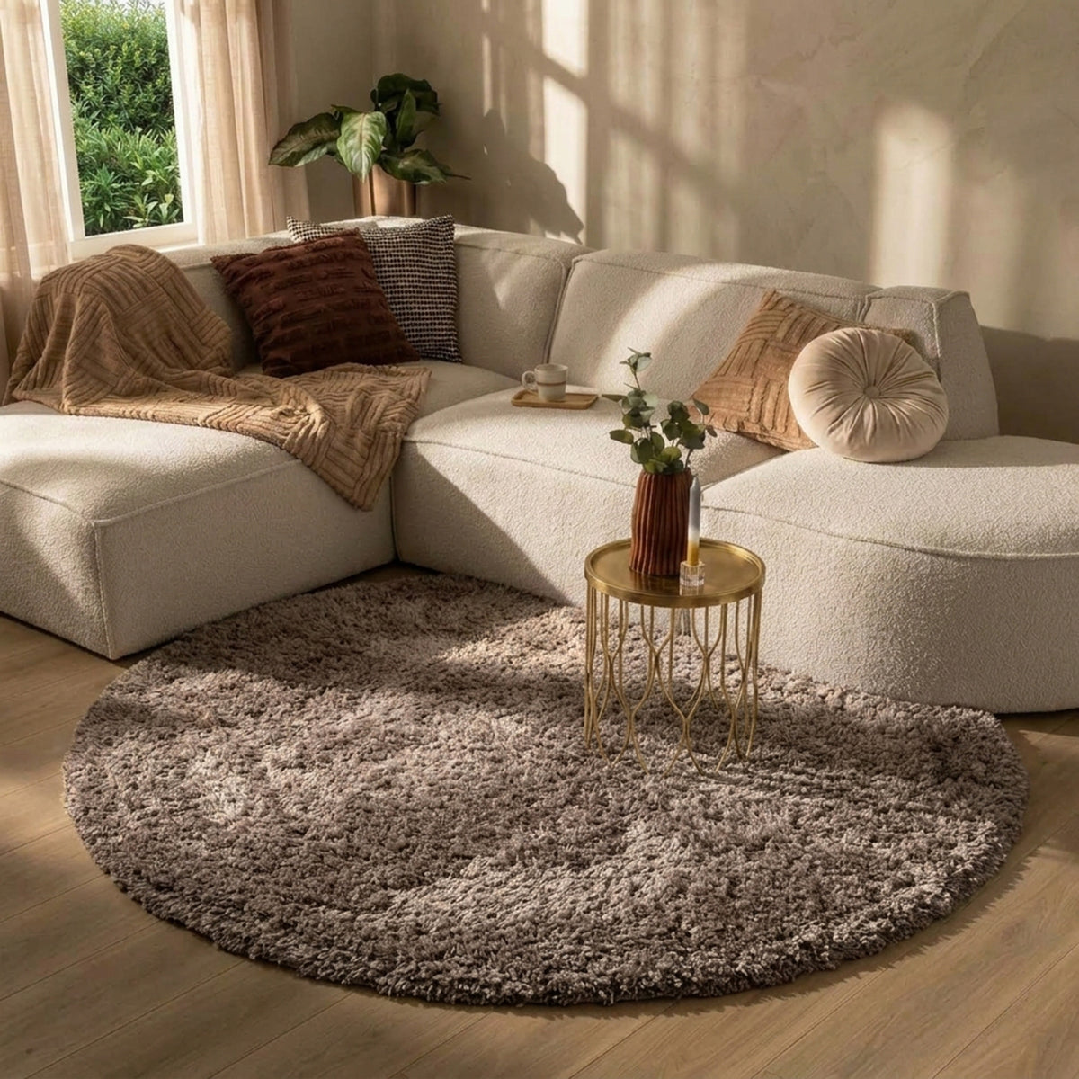 Tapis shaggy rond - Blaze Taupe