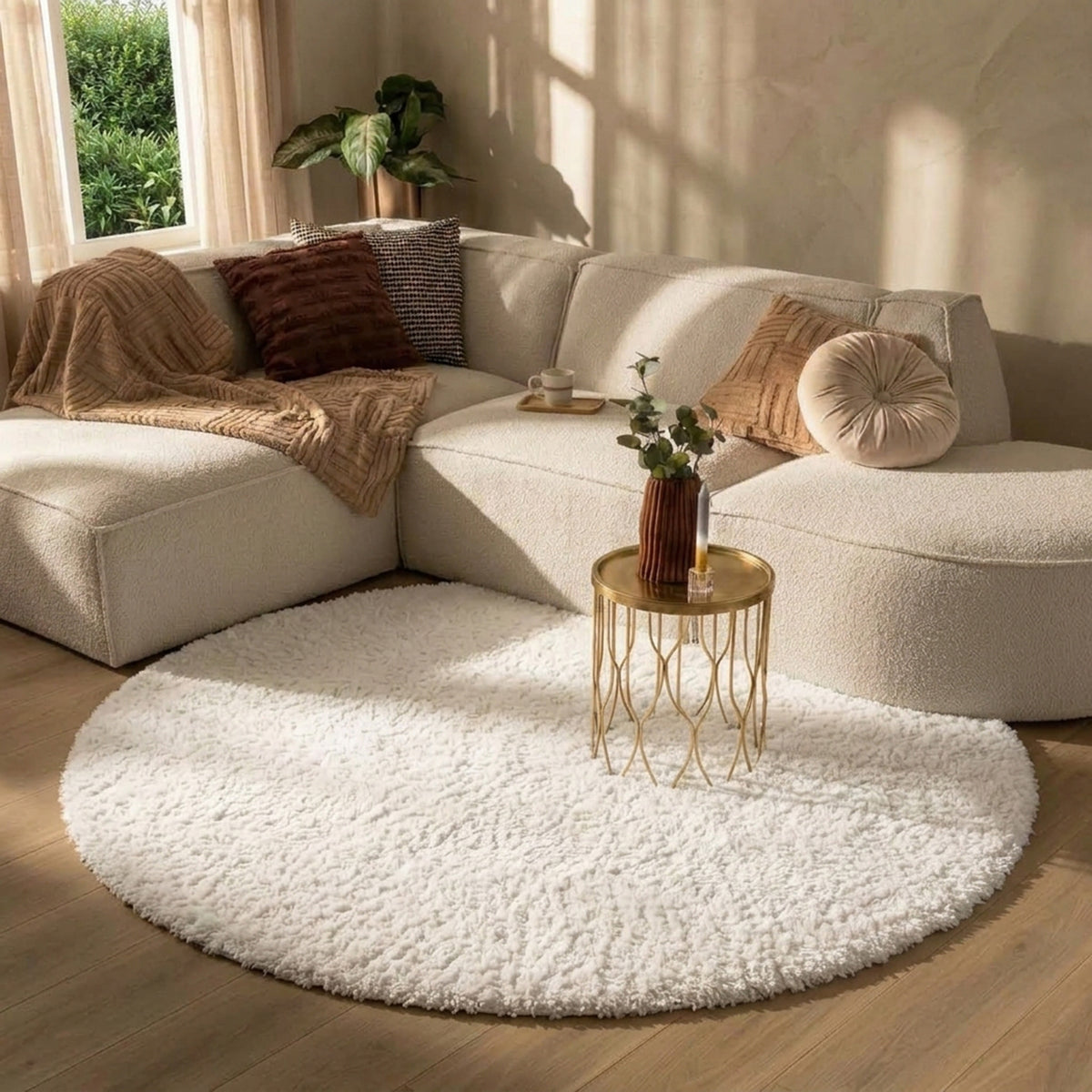 Tapis shaggy rond - Blaze Blanc
