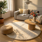 Soft round rug - Teddy Cream
