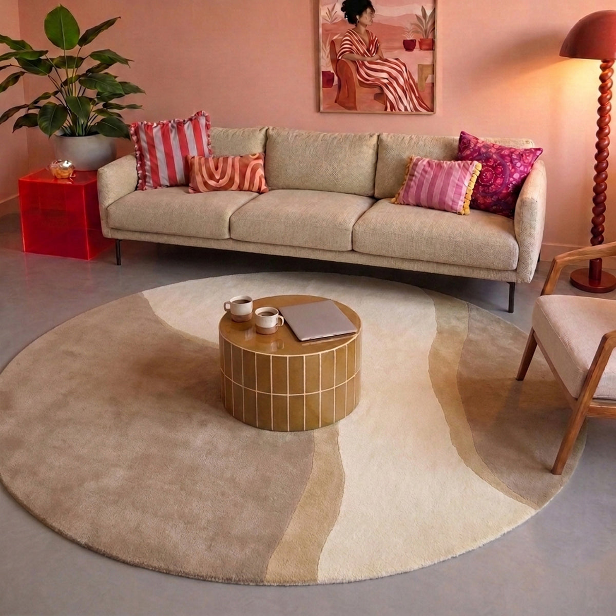 Tapis rond en laine – Vienna Beige
