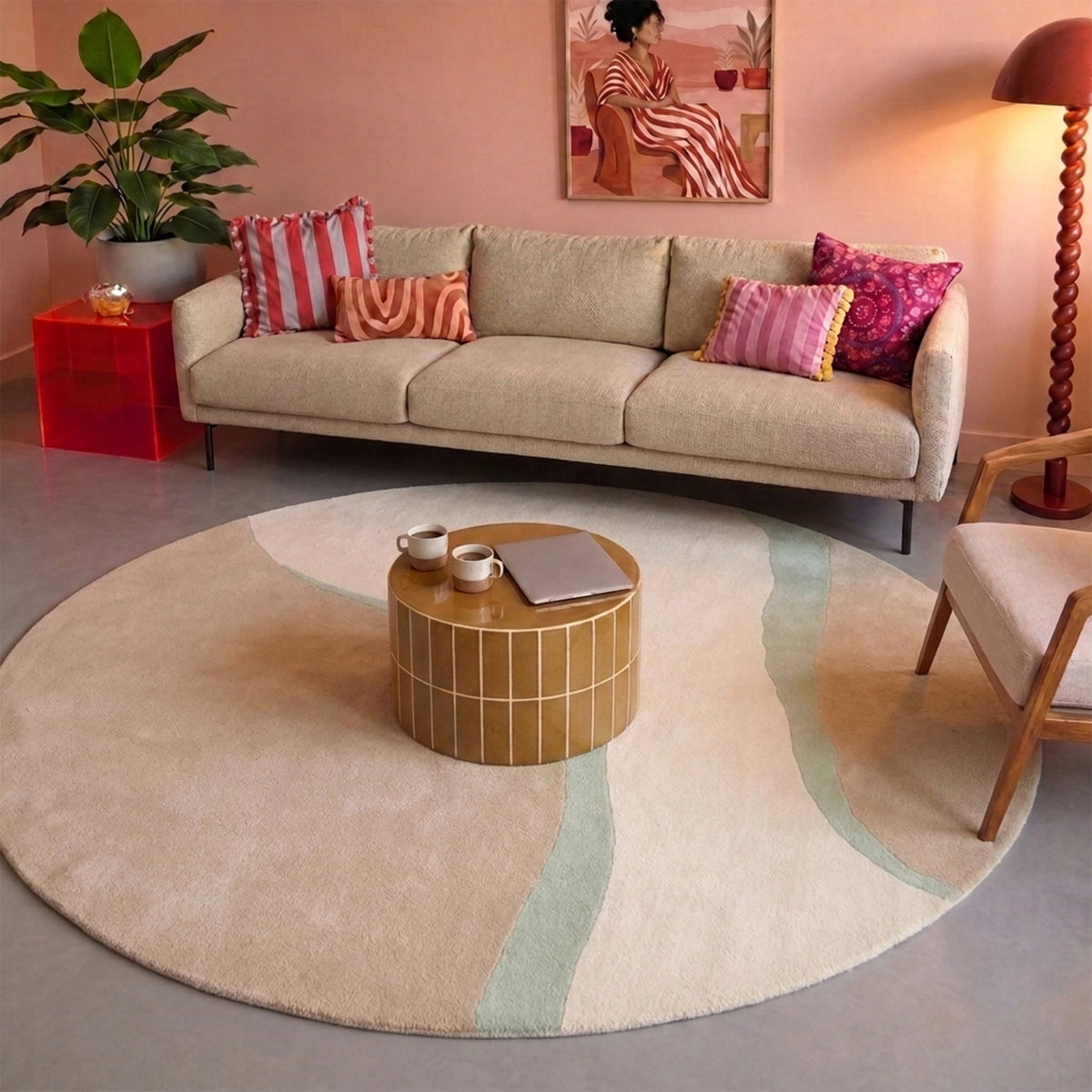 Tapis rond en laine – Vienna Vert Menthe