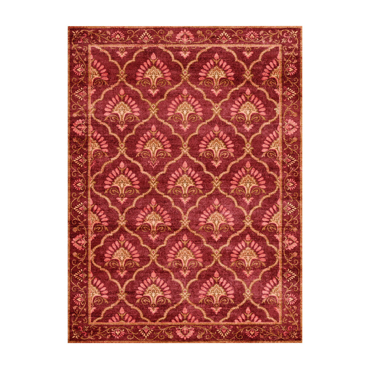 Tapis vintage - Sage Grid Rouge