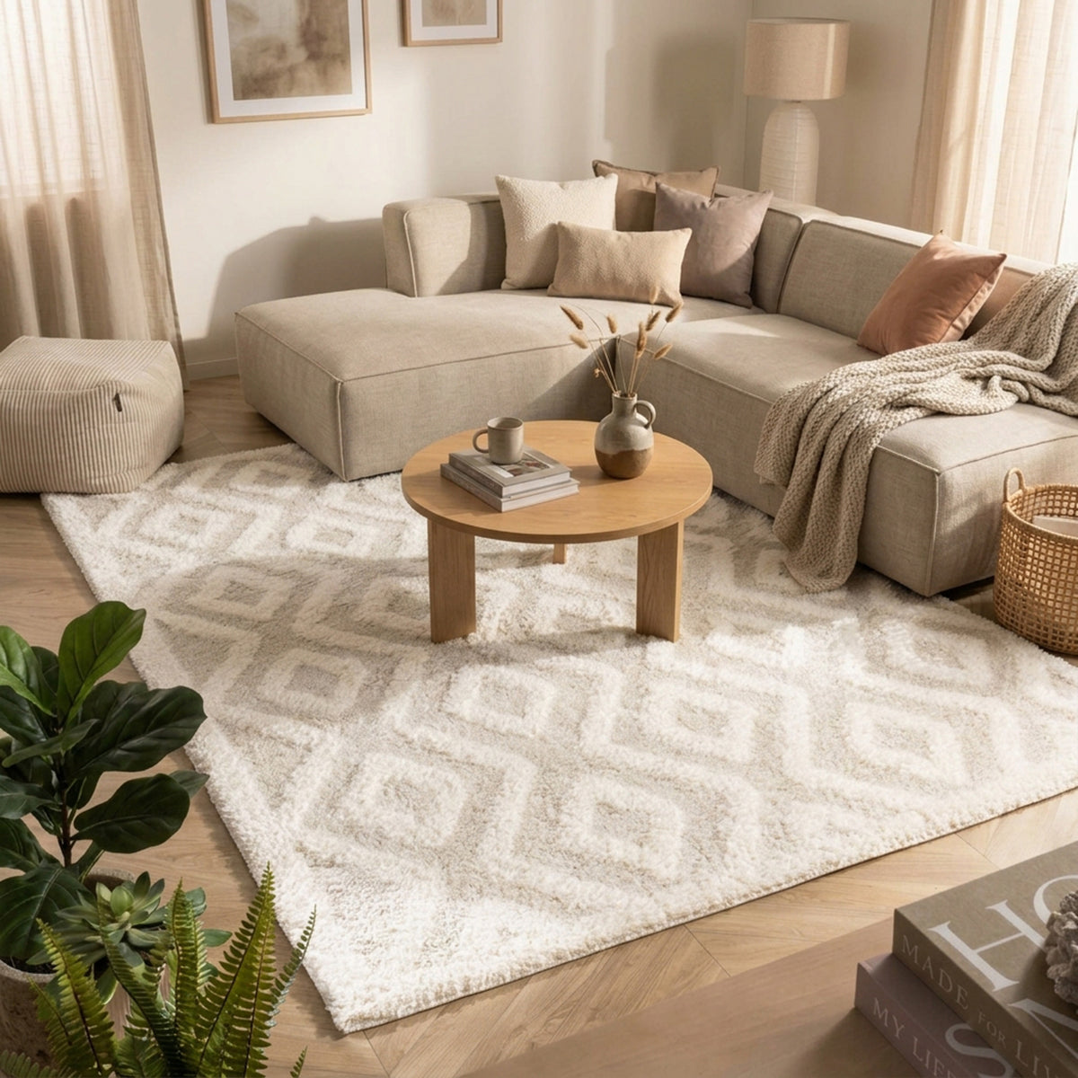 Tapis scandinave - Lova Diamond Crème