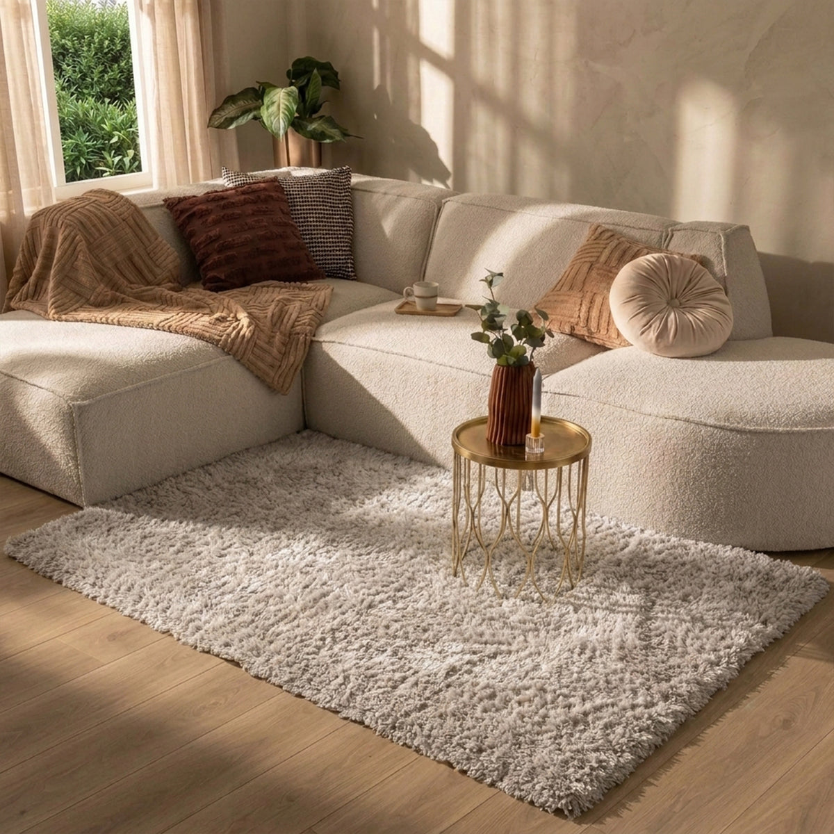 Shaggy Rug - Blaze Beige/Grey
