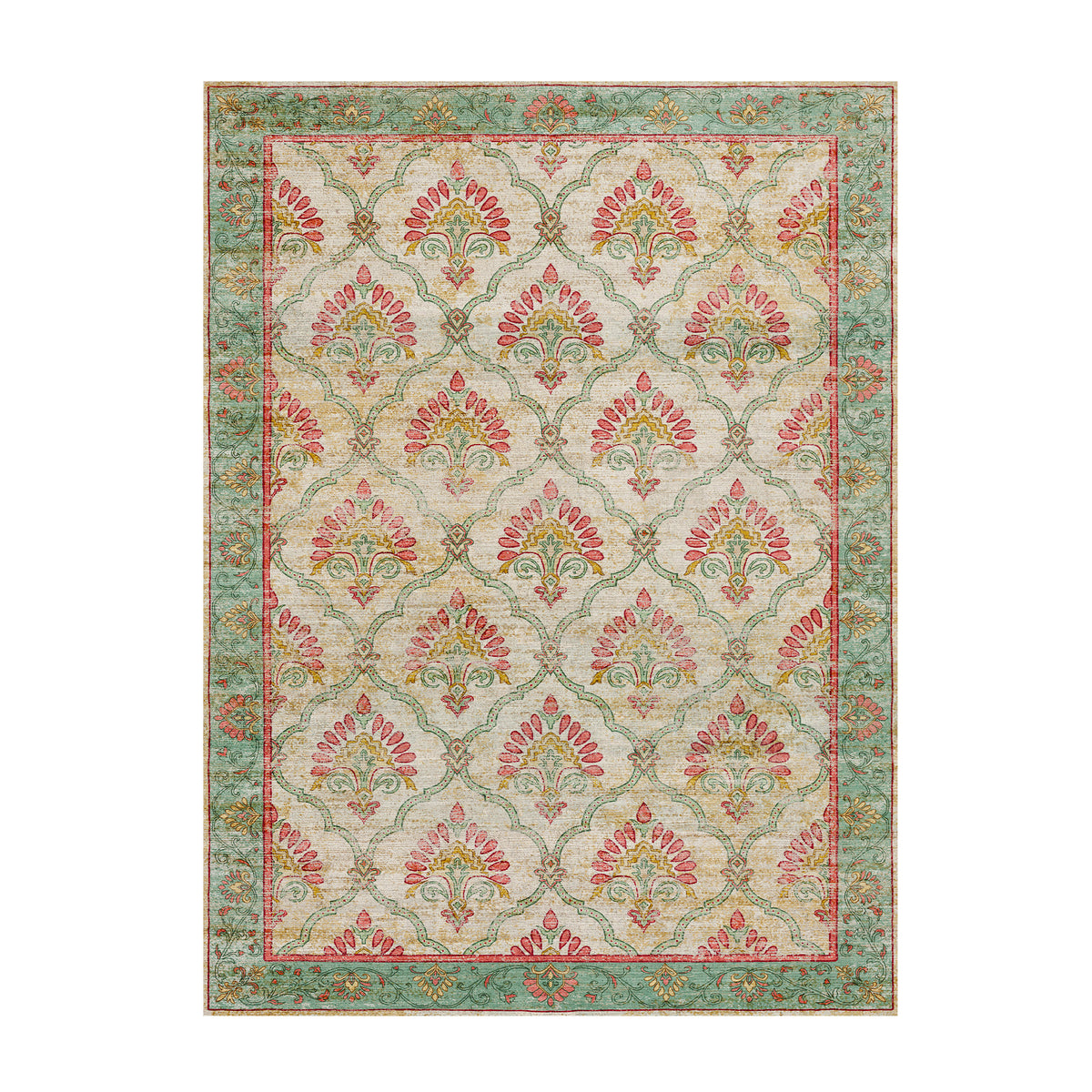 Vintage rug - Sage Grid Green