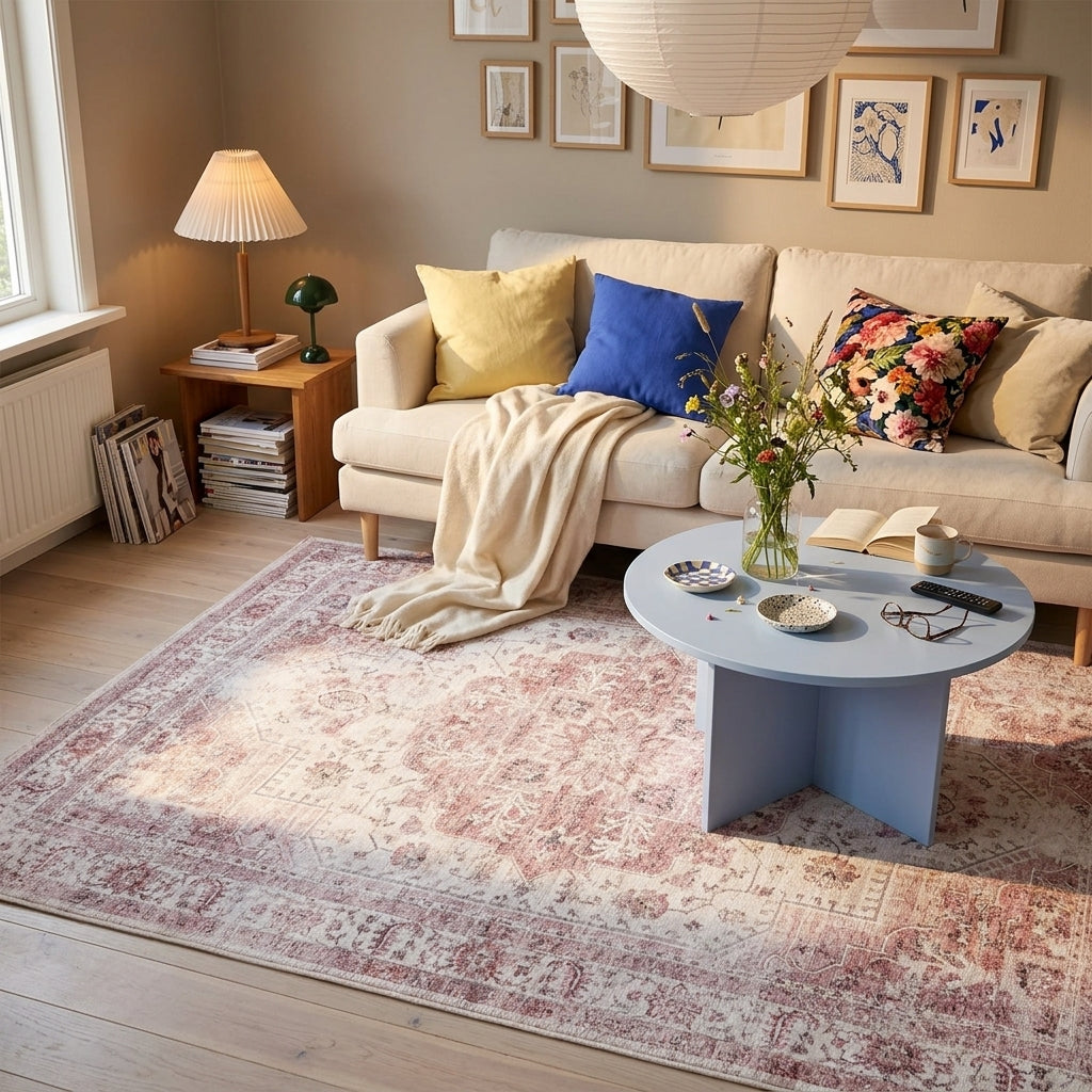 Tapis vintage - Lago Rouge/Rose