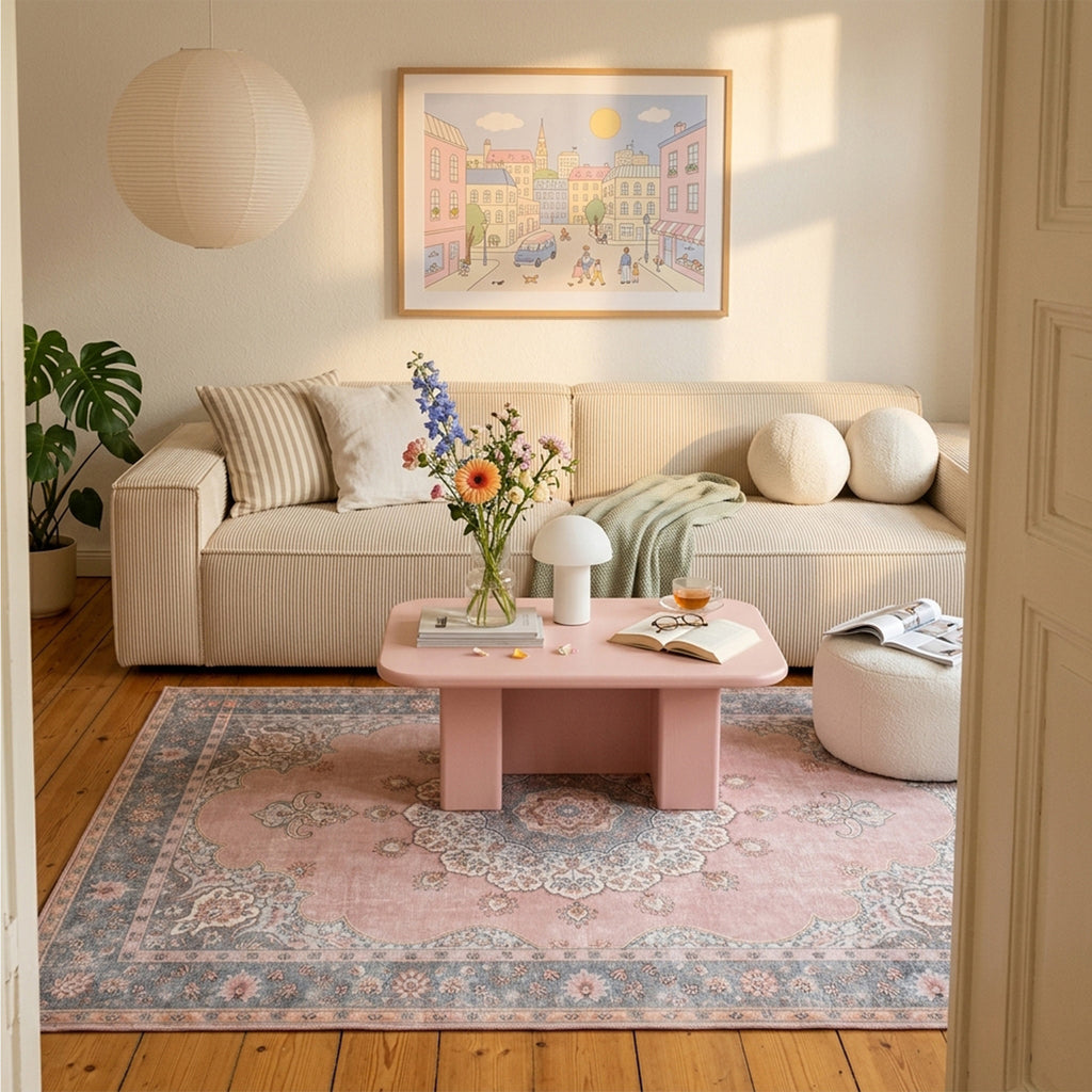Vintage Rug - Lily Medallion Pink
