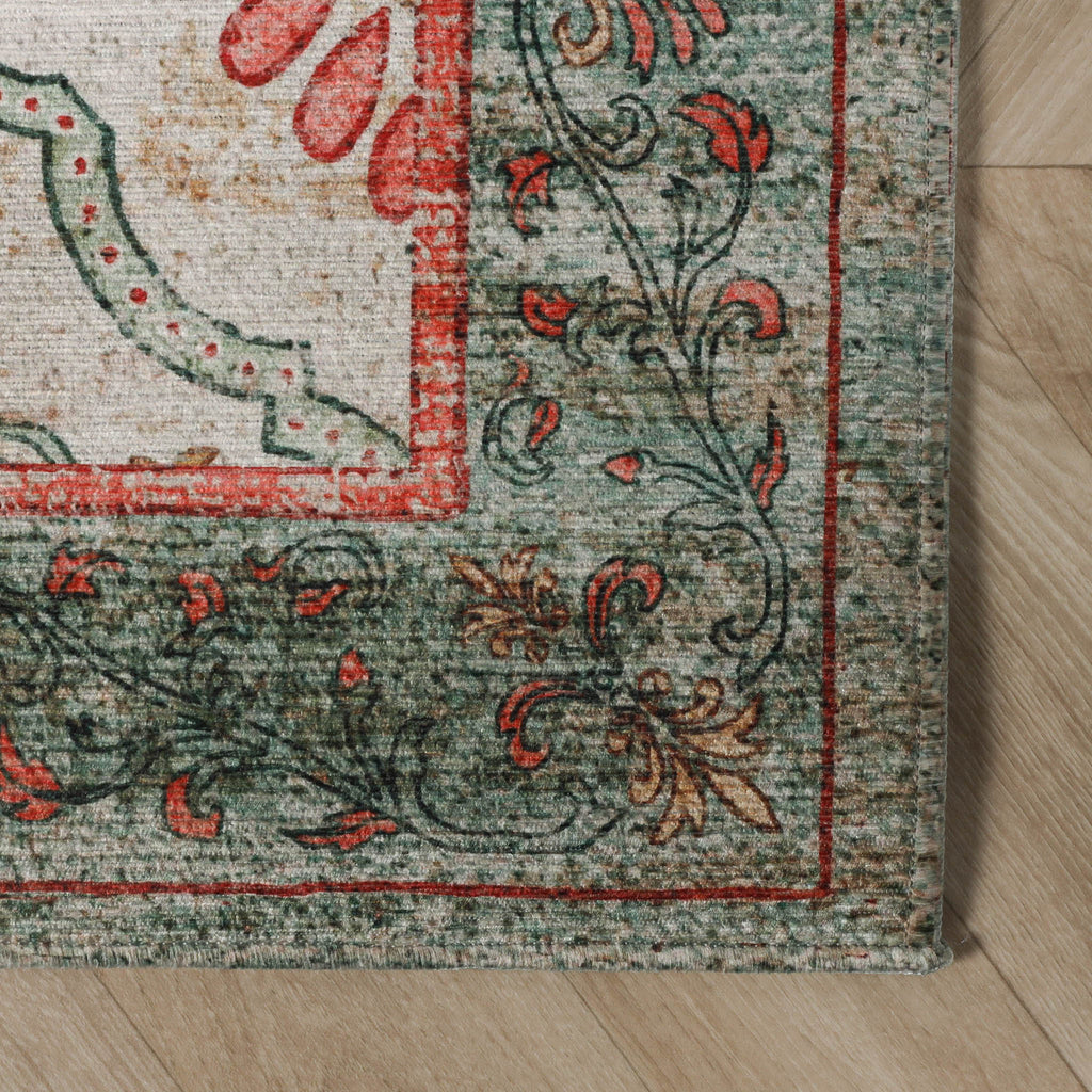 Vintage rug - Sage Grid Green