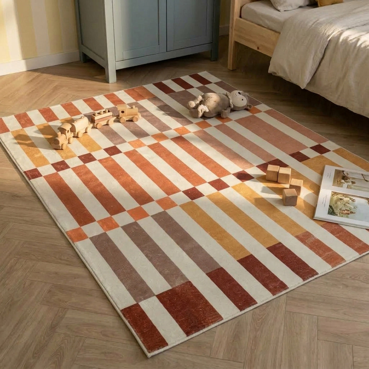 Tapis pour enfants lavable - Billy Blocks Terracotta