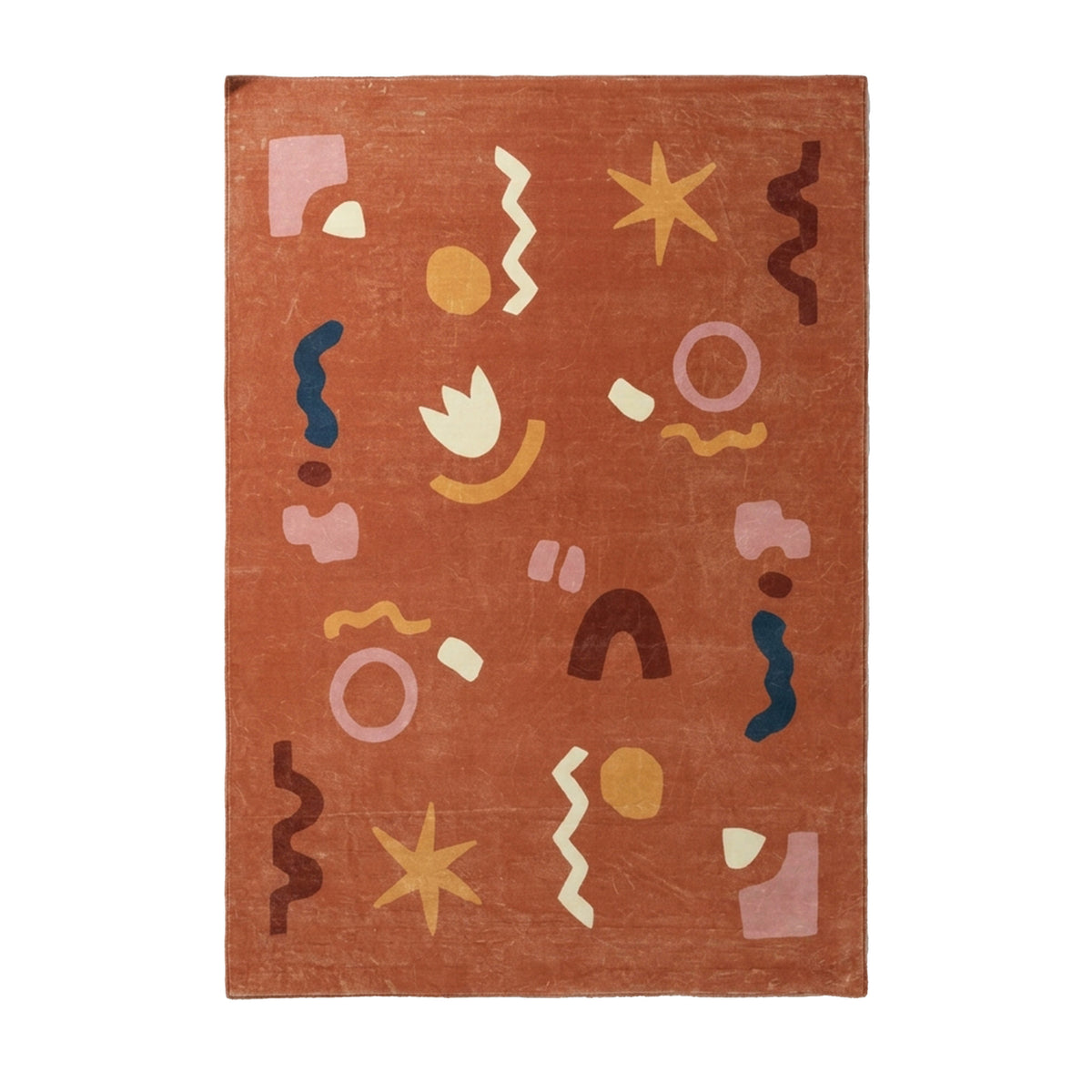 Tapis pour enfants lavable - Billy Shapes Terracotta