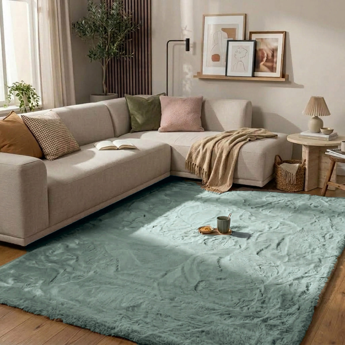 Tapis doux à poils longs - Comfy Supreme Bleu/Vert