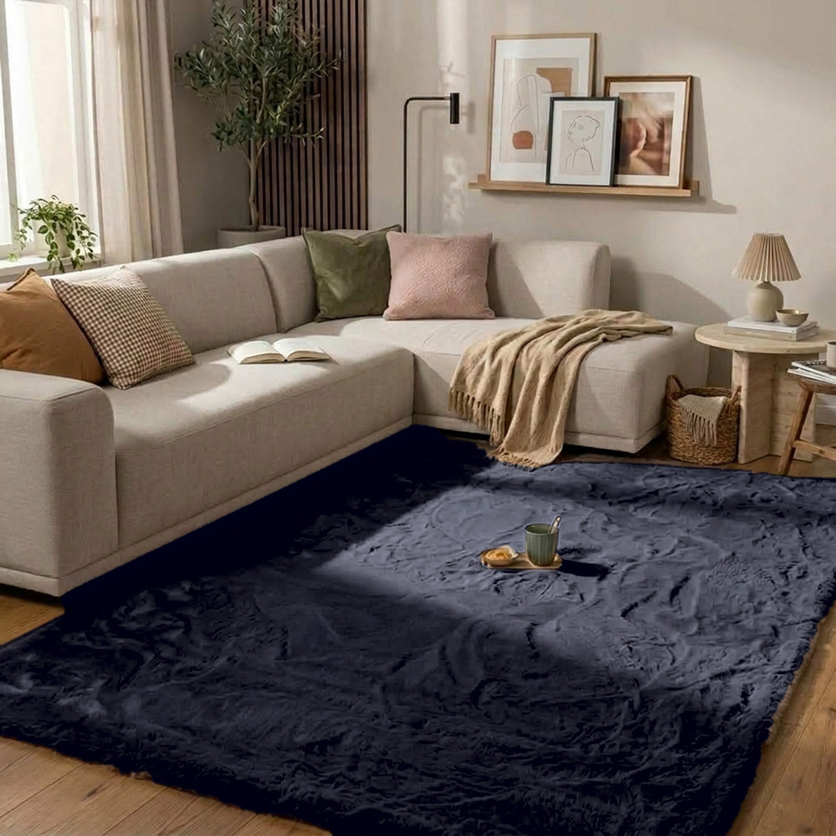 Tapis doux à poils longs - Comfy Supreme Bleu Foncé