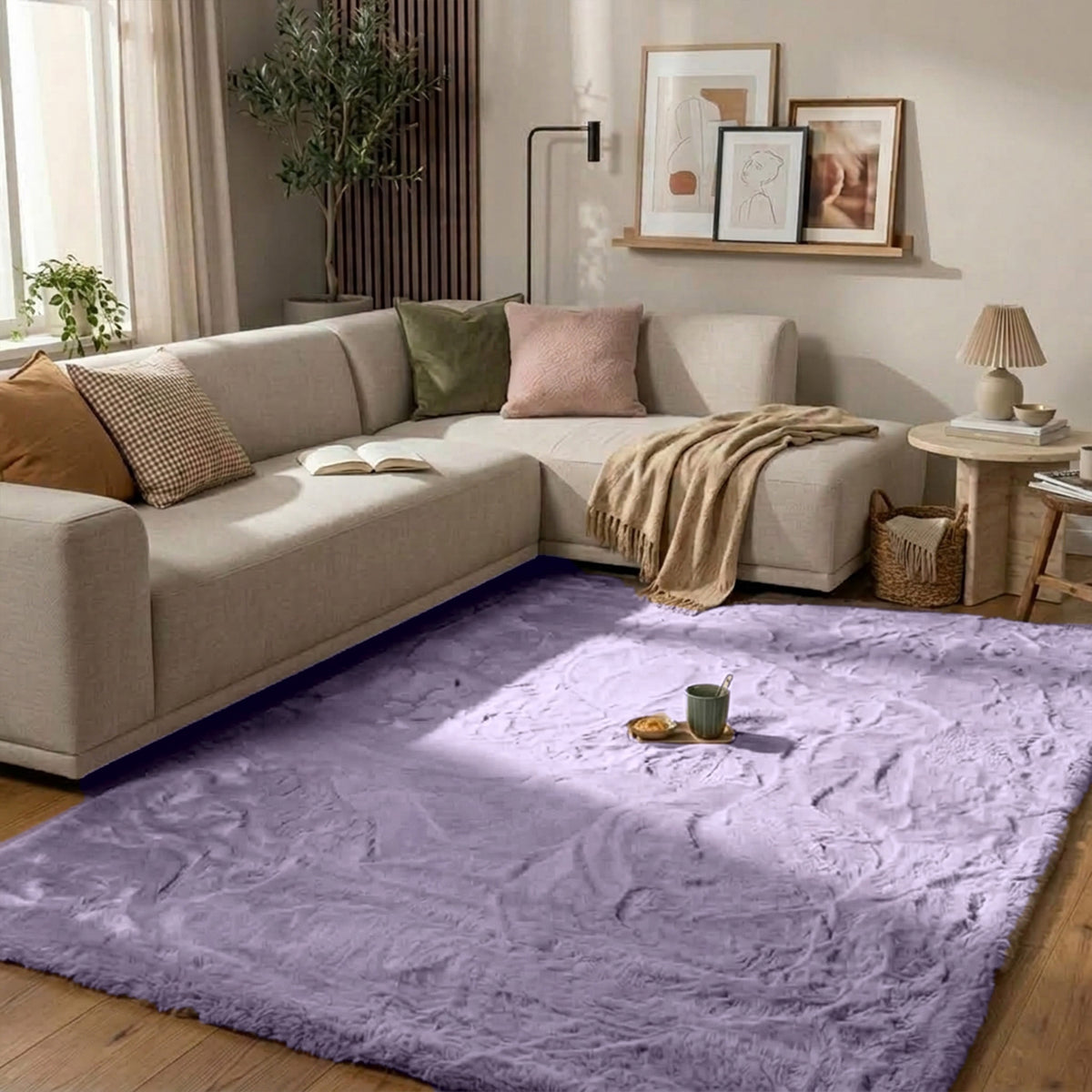 Tapis doux à poils longs - Comfy Supreme Lilas