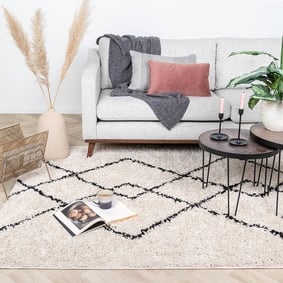 Tapis à poils longs - Sensa Pair Crème/Noir