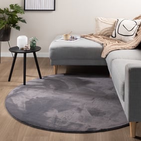 Tapis rond à poils courts - Cozy Anthracite