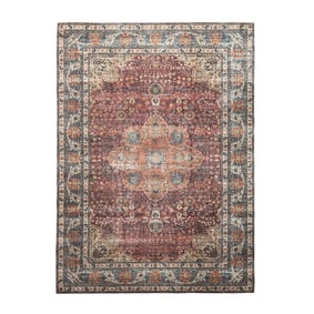 Tapis rond en jute d'extérieur - Kairo Medaillon Bordeaux - product