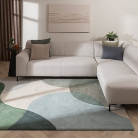 Tapis en laine abstrait - Clarice Vert Olive/Menthe