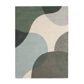 Tapis en laine abstrait - Clarice Vert Olive/Menthe - sfeer
