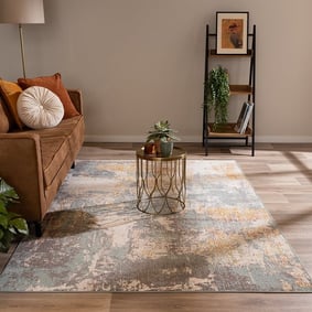 Tapis moderne - Bush Turquoise/Crème