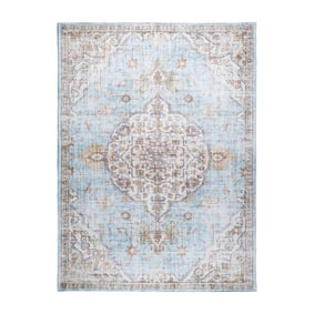Tapis en viscose - Leyla Medaillon Bleu Clair - product