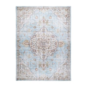 Tapis oriental - Leyla Medallion Bleu Clair - sfeer