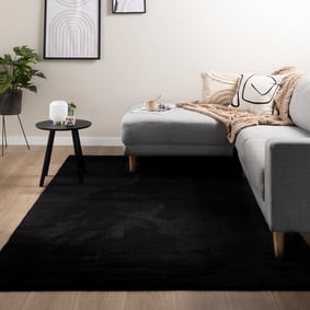 Tapis rond à poils courts - Cozy Noir