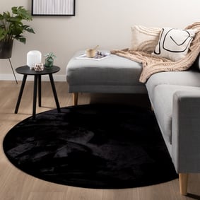Tapis rond à poils courts - Cozy Noir