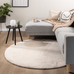 Tapis rond à poils courts - Cozy Crème