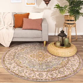 Tapis vintage rond - Thirza Medaillon Bleu Clair/Multicolore