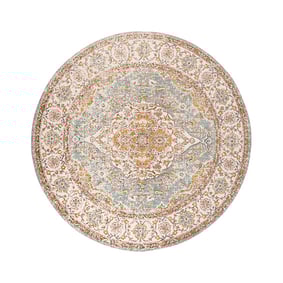 Tapis vintage rond - Thirza Medaillon Bleu Clair/Multicolore - product