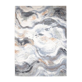 Tapis d'extérieur luxe - Xavier Wave Bleu/Gris - product