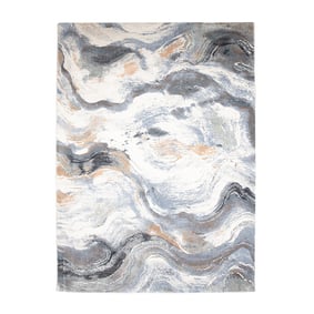 Tapis abstrait - Xavier Wave Bleu/Gris - sfeer