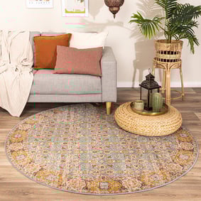 Tapis vintage rond - Thirza Oriental Bleu Clair/Multicolore