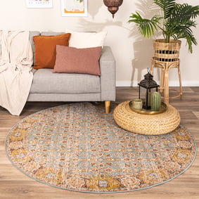 Tapis rond vintage - Thirza Oriental Bleu Clair/Multicolore