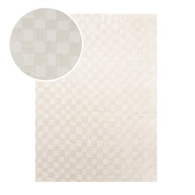 Tapis japandi - Yori Checkerboard Crème - sfeer