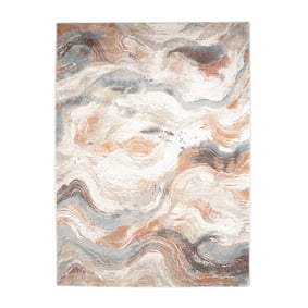 Tapis abstrait - Xavier Wave Bleu/Rouge - sfeer