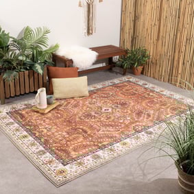 Tapis ovale à poils longs - Santo Flora Terracotta