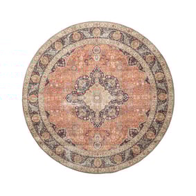 Tapis ovale d'extérieur vintage - Kairo Medaillon Terra/Bleu Foncé - product