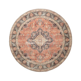Tapis d'intérieur et d'extérieur rond - kairo Medallion terra/Bleu Foncé - sfeer