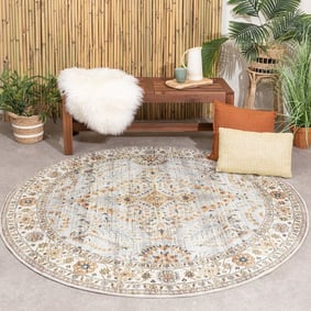 Tapis intérieur et extérieur - Santo Flora Gris Clair