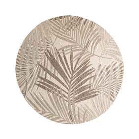 Tapis d'extérieur rond - Tiga Palm Taupe - sfeer