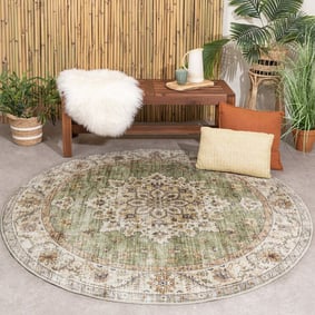Tapis intérieur et extérieur - Santo Medaillon Vert