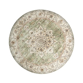 Tapis d'extérieur rond vintage - Santo Médaillon Vert - sfeer
