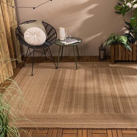 Tapis d'extérieur en jute - Mavi Stripes Crème/Marron